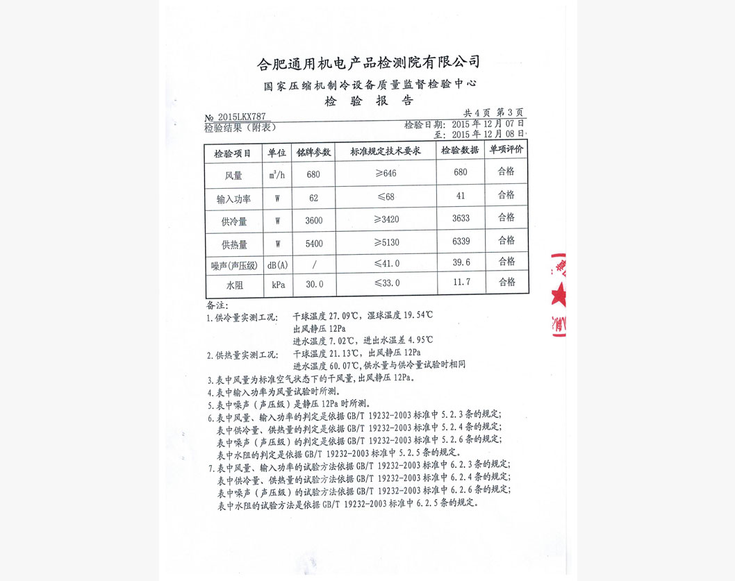 风机盘管检测报告